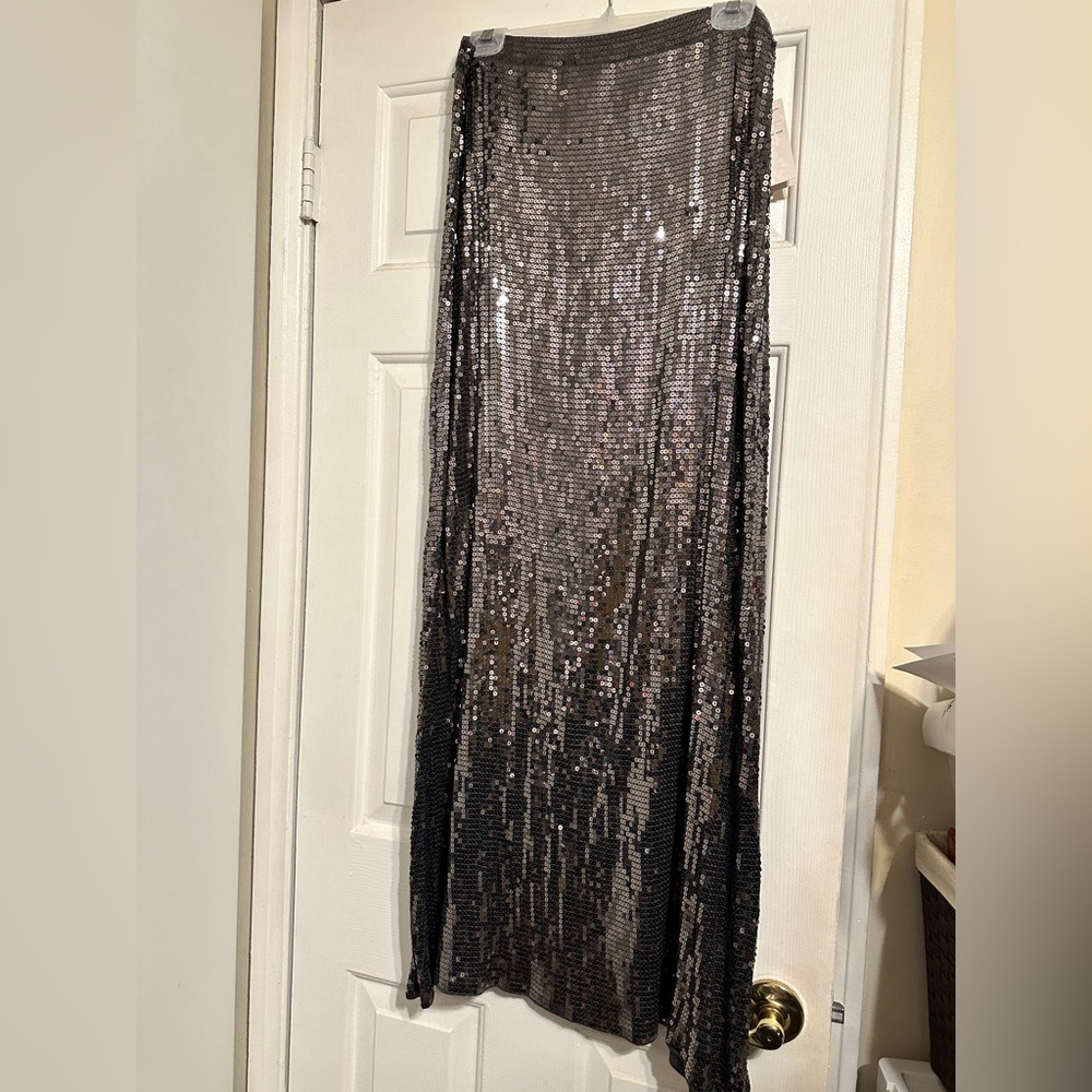 Michael Kors Dark Gray Sequined Maxi Skirt
